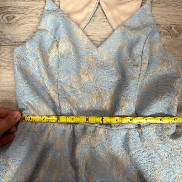 Speechless Blue Lace Overlay Open Back Party Dress - Picture 7 of 8